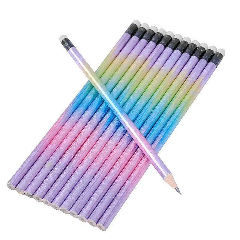 12pcs HB Starry Sky Wood Pencils Sketching Writing Pencil Set Cute School Stationery Kawaii Supplies for Students 100 sheets bag translucent tracing paper multifunctional copy paper for drawing calligraphy writing sketching art supplies