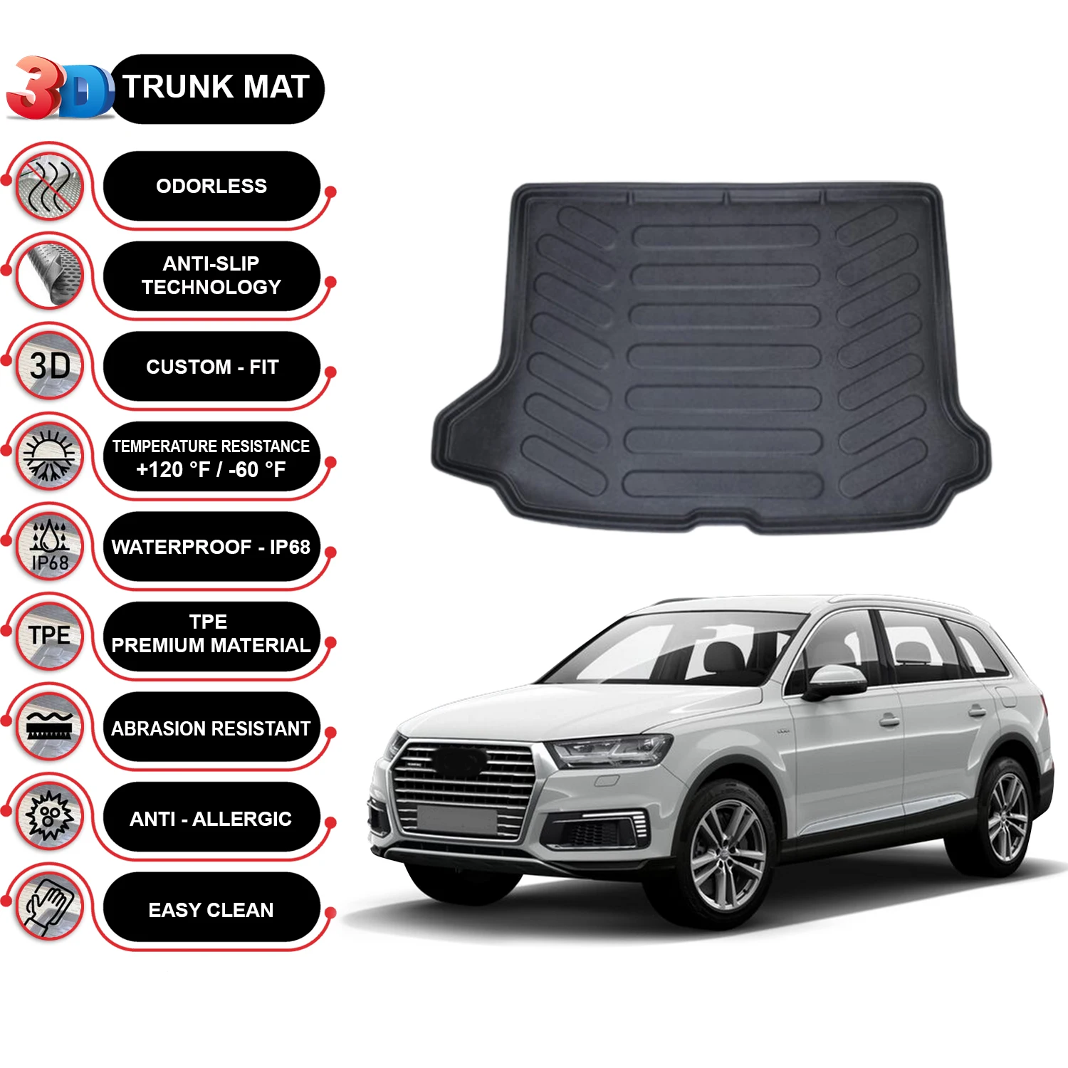 

Audi Q2 2017-2023 Cargo Liner Rear Trunk Floor Mat