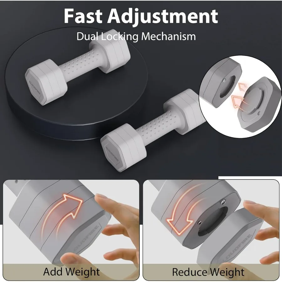 Adjustable Dumbbell Set of 2, 4 in 1 Free Weights Dumbbells Set, Hand Weights for Women at Home, 5 lb Dumbbells Set with Non-sli