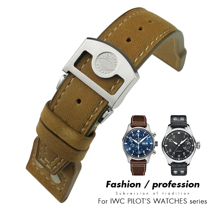20Mm 21Mm 22Mm Rivetti In Pelle Più Spessi Cinturino Per Iwc Big Pilot Watch Iw5009 Spitfire Iw3777 Le Petit Prince Cinturino In Pelle Di Vitello
