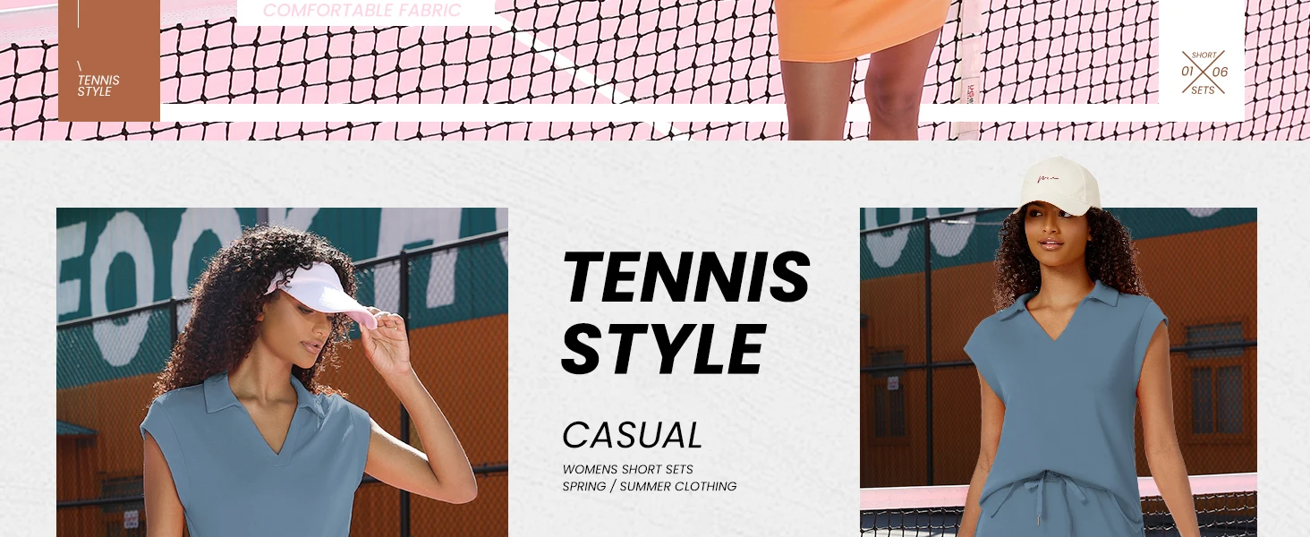  Two Piece Skirt Set for Women Tennis Outfits Athletic Short Drawstring Skort Cap Sleeve 