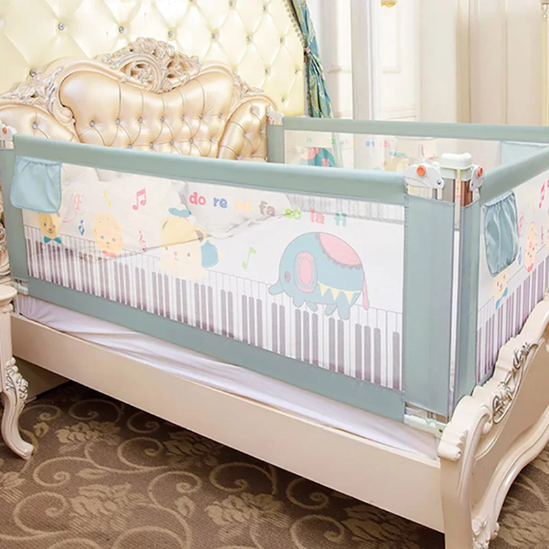 IMBABY Safety Barrier for Children's Beds Crib Bumpers Child Bed Barrier Cute Cartoon Sky Blue Baby Bed Guardrail Protect Baby