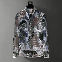 Chemise Homme Luxe à Imprimé Géométrique, Manches Longues, Printemps/Automne 2026, Infroissable, Décontractée Chic, Haut Polyvalent 2