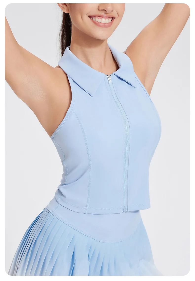 Women Tennis Suit Set, Polo Collar, Front Zipper, Badminton Sports Short Skirt 13 S6f4b563dae6a4f3c9d12159a94ef3916X