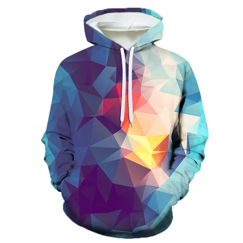 New Autumn And Winter Colored Irregular Printed Graphic Men's Hooded Sweater Casual Unisex Loose Oversized Clothing Hoodie.