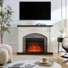 44Inch Electric Fireplace with Mantel, Fireplace Mantel with Stacked Stone Surround 2