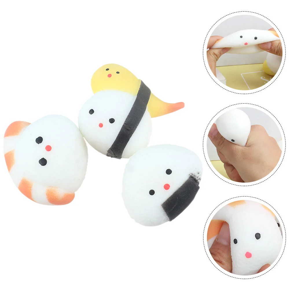 

3pcs Sushi Squeezing Toy Cartoon Sushi Shaped Sensory Toy Stretchy Plaything