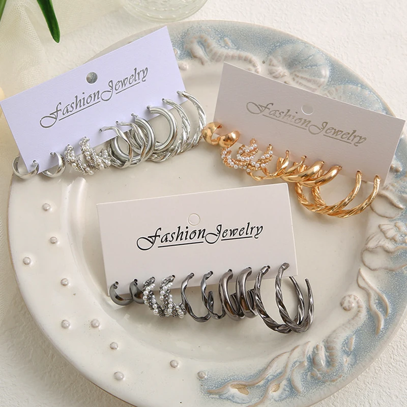 Fashion Black Earring Set For Women Girls Simple Multi-layer Metal  Hoop Earrings 2024 New Fashion Elegant Wedding Party Jewelry