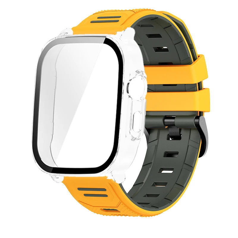 Breathable Silicone Strap with PC Glass Case – 2-in-1 Bracelet and Screen Protector