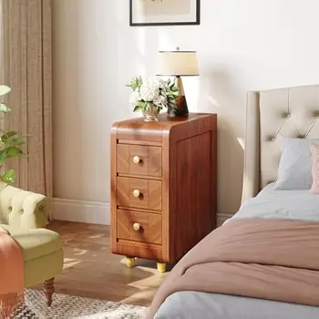 Comodino 3 cassetti, Comodino sottile con cassetti, Comodino con contenitore, Comodino sottile per piccoli spazi, Camera da letto 1