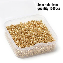 Elegant Gold & Silver Glass Seed Beads for Jewelry Crafting - Bohemian Style Beading Accessories Box (Style 3 - gold)