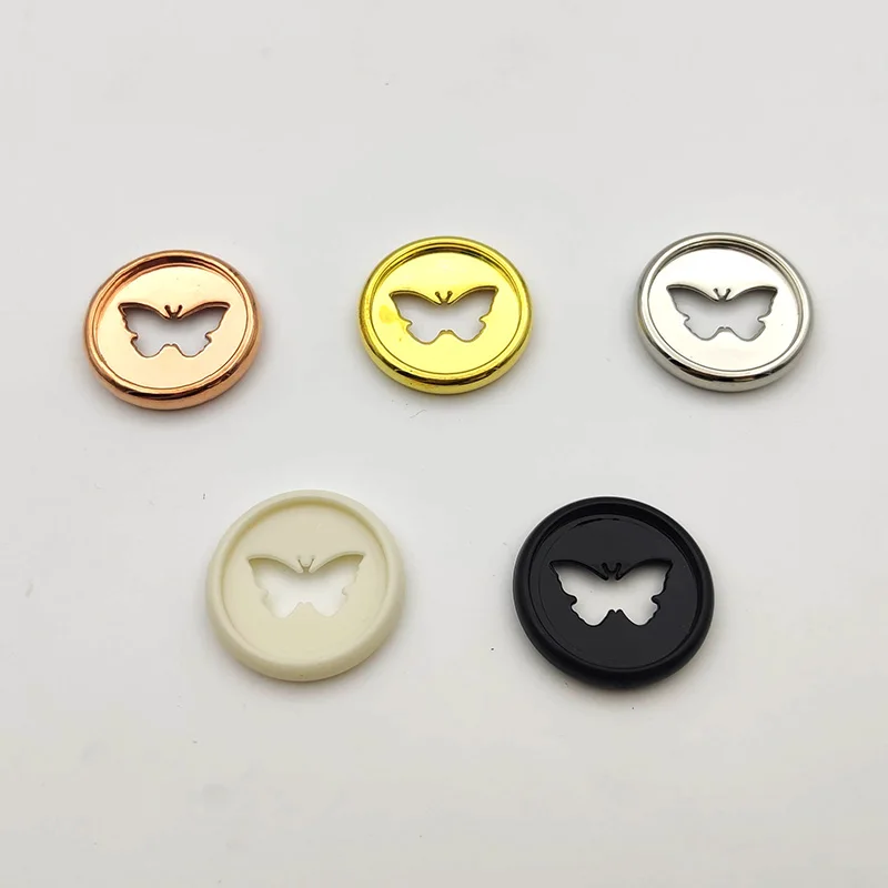 12pcs 28mm Electroplated Butterfly Disc Loose-leaf Rings Mushroom Hole Notebook Loose-leaf Discs Binding Rings Plastic Button