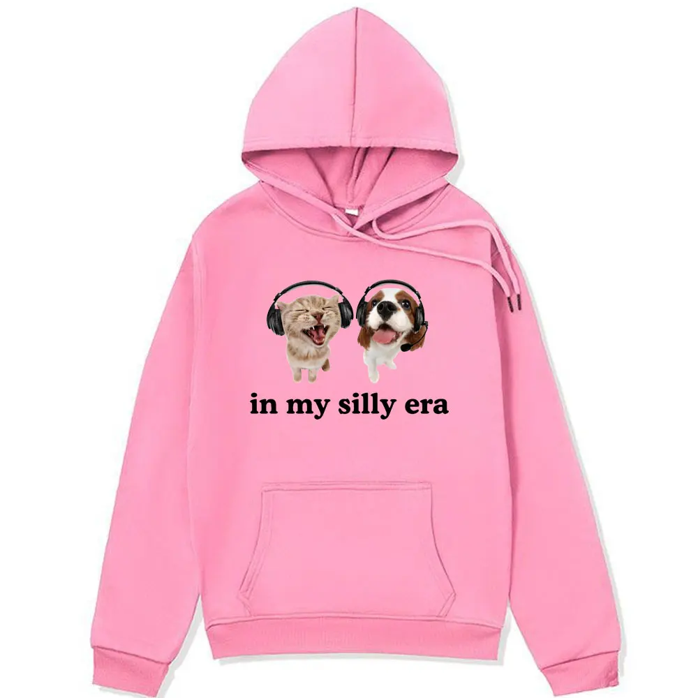 In My Silly Era Funny Meme Graphic Print Hoodie Dog Lover Gift Men Women's Sweatshirts Long sleeve Fashion Hoodies Streetwear