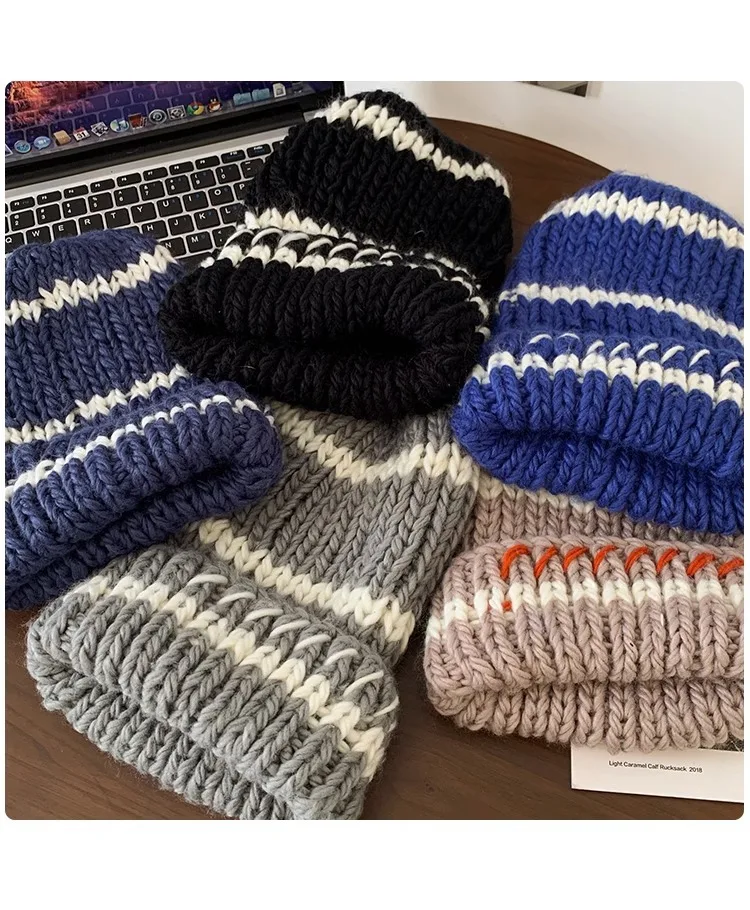 Cappelli invernali di grandi dimensioni per donna Nuovi berretti Cappello lavorato a maglia Ragazza Autunno Berretti femminili Berretti scaldini Berretto casual da donna_voghion.com