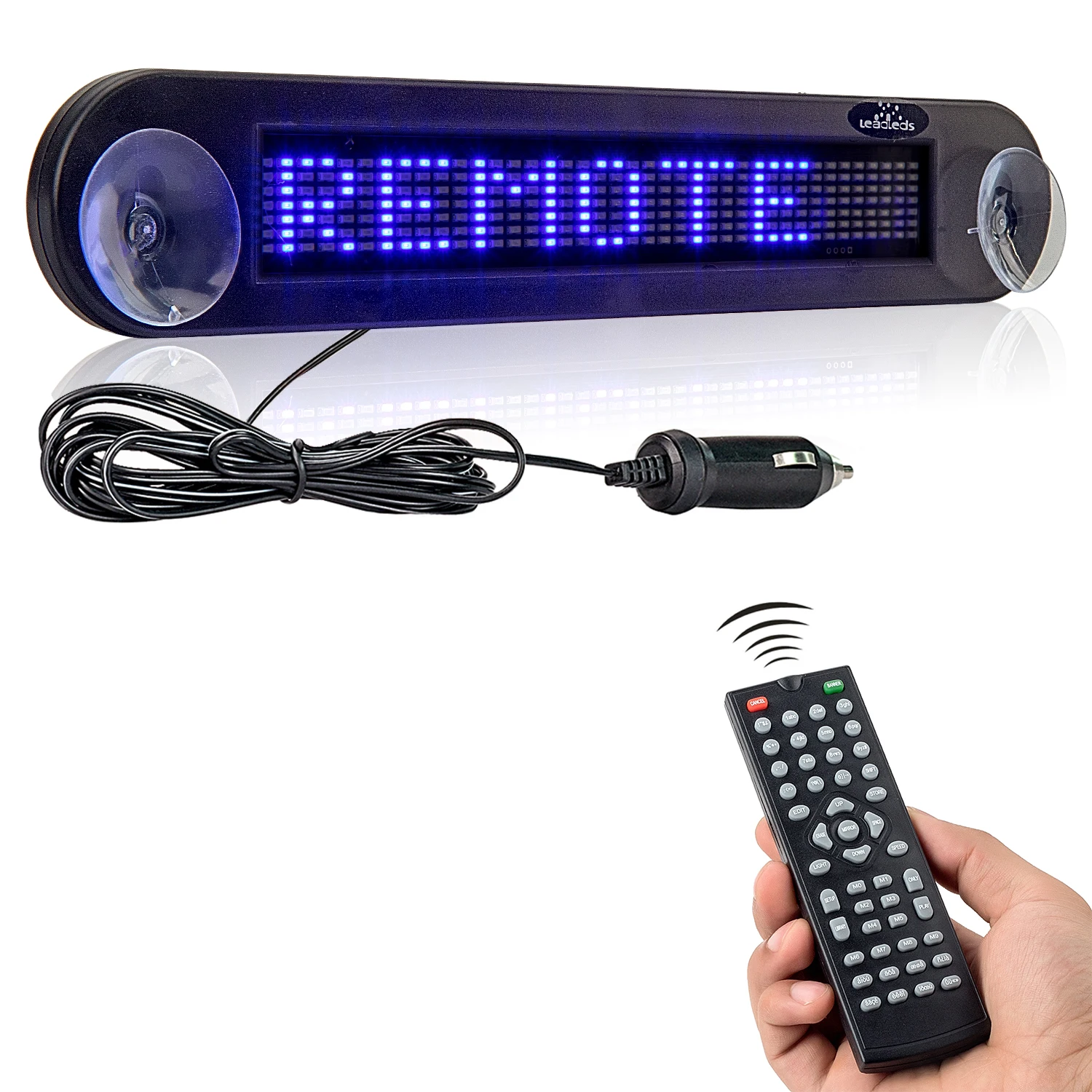 Leadleds Dc12V Remote Led Car Sign Board Programmabile Scorrimento Messaggio Cartello Per Auto, Negozio, Negozio (Blu)