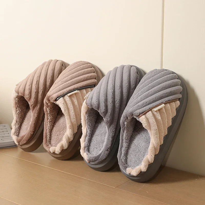 Men Winter Slippers Man House Non Slip Soft Shoes Comfort Flat Home Indoor Bedroom Plush Slipper Extra-large Cotton Shoes mens winter slippers