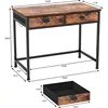Computer Desk with 2 Fabric Drawers, 36 Inch Small Home Office Writing Desk, Vanity Desk with Hooks, Simple Study Desk 3