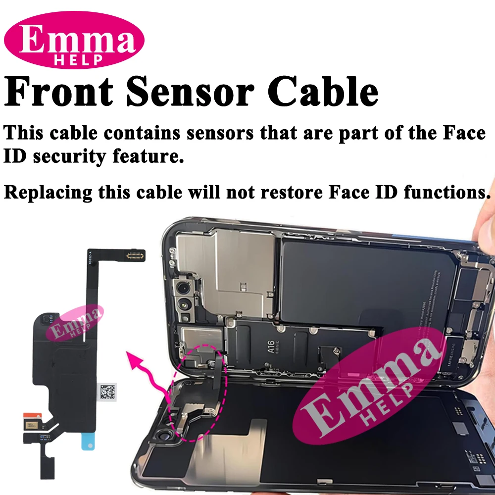 Earpiece Light Sensor Proximity Flex Cable with Mic for iPhone 13 14 Plus 15 Pro Max No Speaker Ribbon Cable