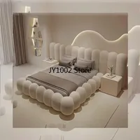 Meubles de chambre à coucher sur mesure, lits rembourrés en tissu, lits modernes de luxe, taille king, taille queen, lits doubles, cadres de lit en bois 4