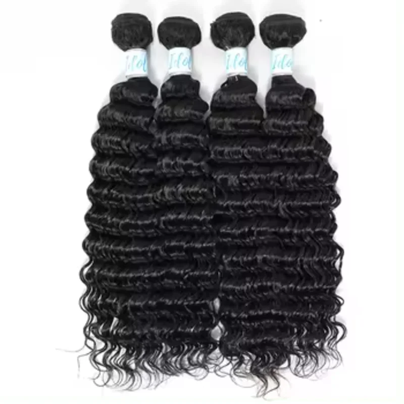 26 28 30 inch Natural Black Color Deep Wave Bundles Human Hair Deep Wave Bundles Brazilian Remy Wet and Wavy