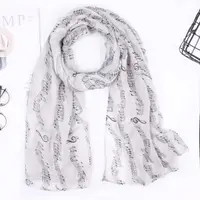 Colorful Musical Note Print Scarf Cotton Voile Smooth Musical Note Floral Shawl 180*80cm Breathable Musical Note Floral Wrap 2