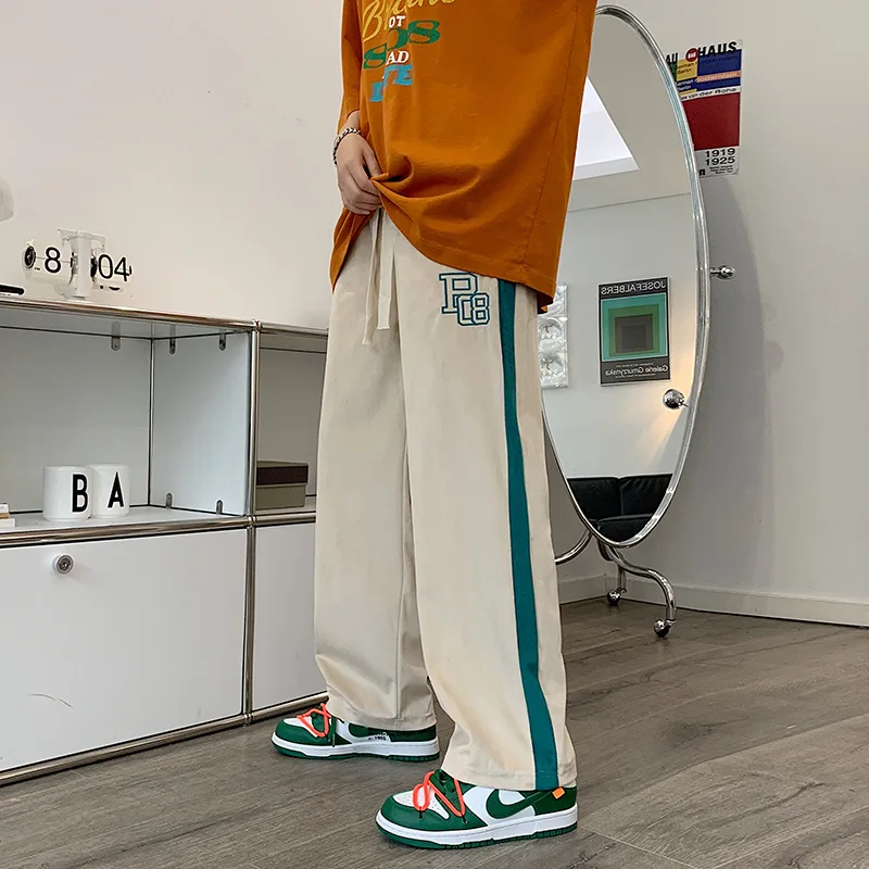 

Брюки мужские для отдыха, универсальные прямые штаны в Корейском стиле, с кулиской, с S-образным вырезом, в стиле Instagram, для студентов, весна