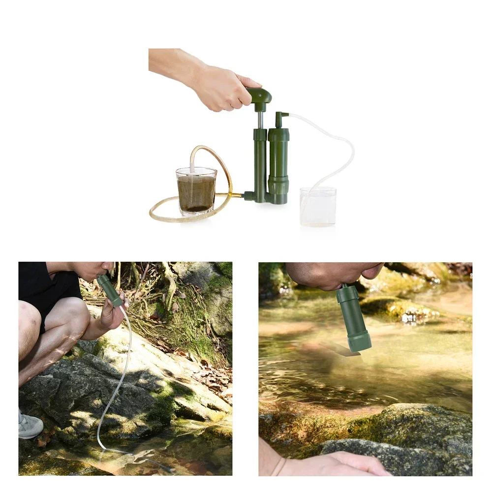 

Outdoor Water Filtration Purifier Water Filter Pump Portable Water Purification System for Hiking Camp Survival Emergency Tool