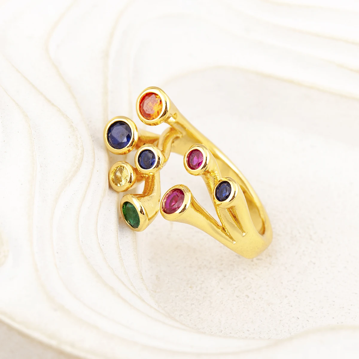 AIBEF 4 Colors Inlaid Colorful Zircon Open Rings Adjustable For Female Male Irregular Design Crystal Finger Jewelry Gift 5