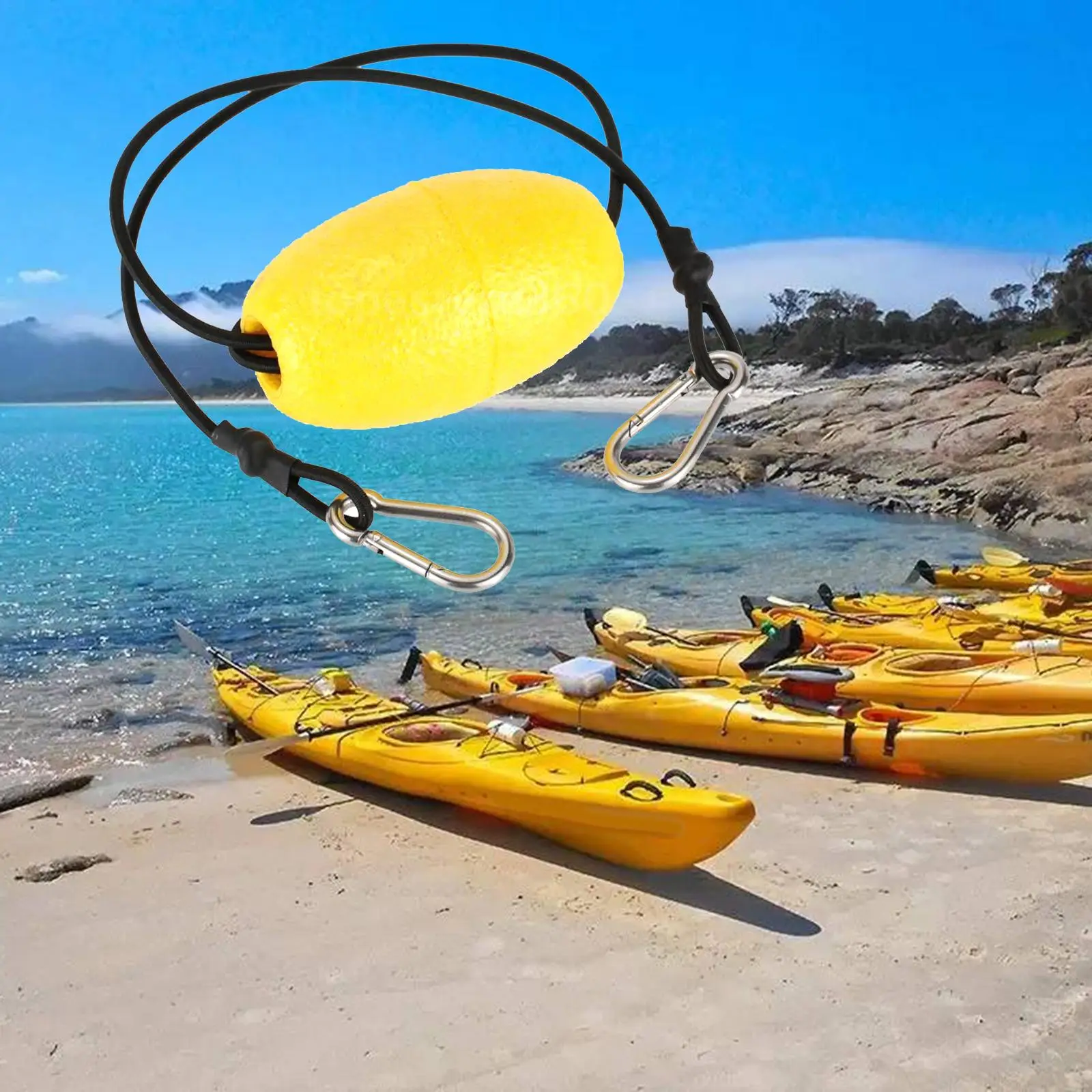 Kayak Tow Throw Line Anchor Marker Buoy with Buckles Float Buoy Elastic Float Rope for Boat Sailing Canoe Accessories