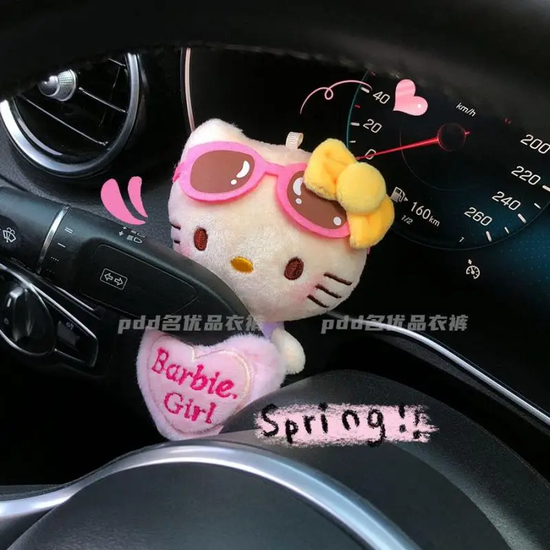 

Украшение на руль Sanrio, милая плюшевая кукла-Дворник с мультяшным рисунком Hello Kitty, аксессуары для украшения автомобиля