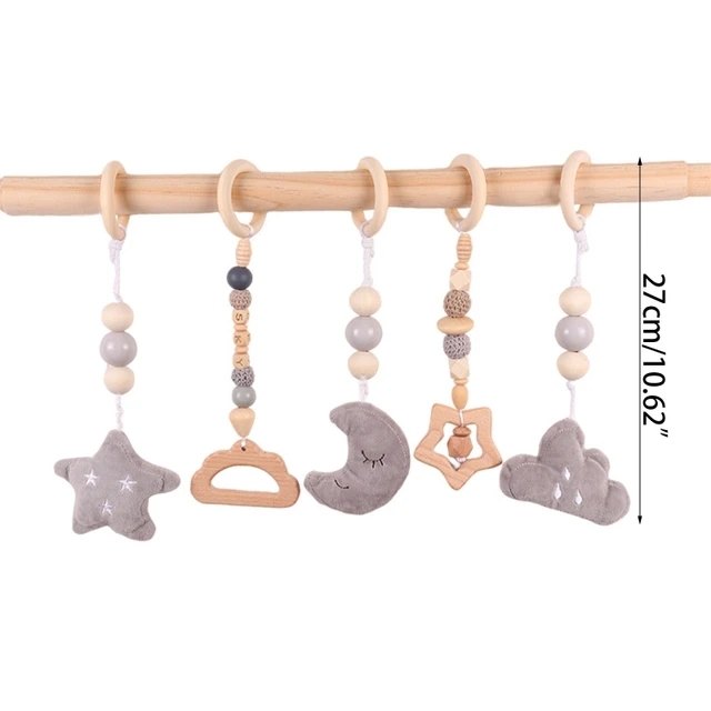 Baby Shaking Play Gym Toy Car Accs Hanging Wooden Toy for High Chair Crib Bar 2