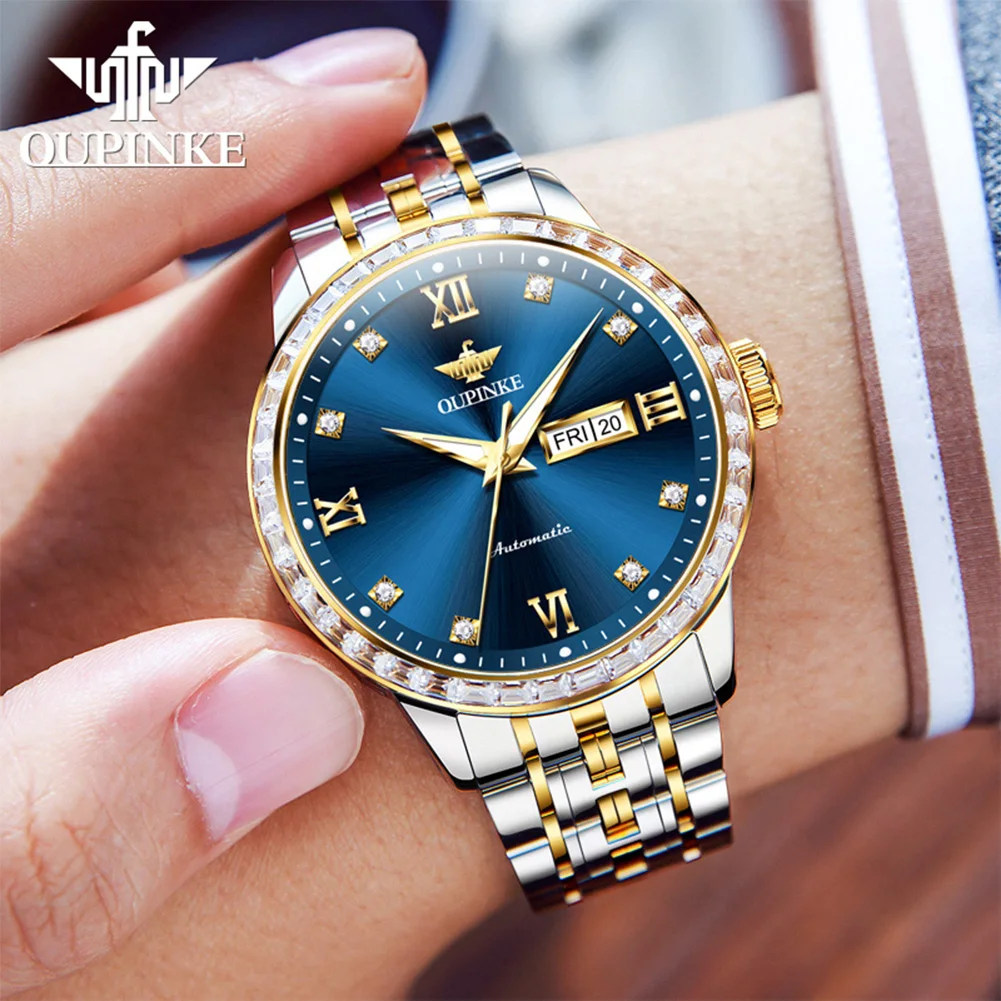 OUPINKE 3258 Automatic Watch Man Japan Mechanical Movement Luxury Watch For Men Calendar Waterproof Sapphire Mirror Wristwatch