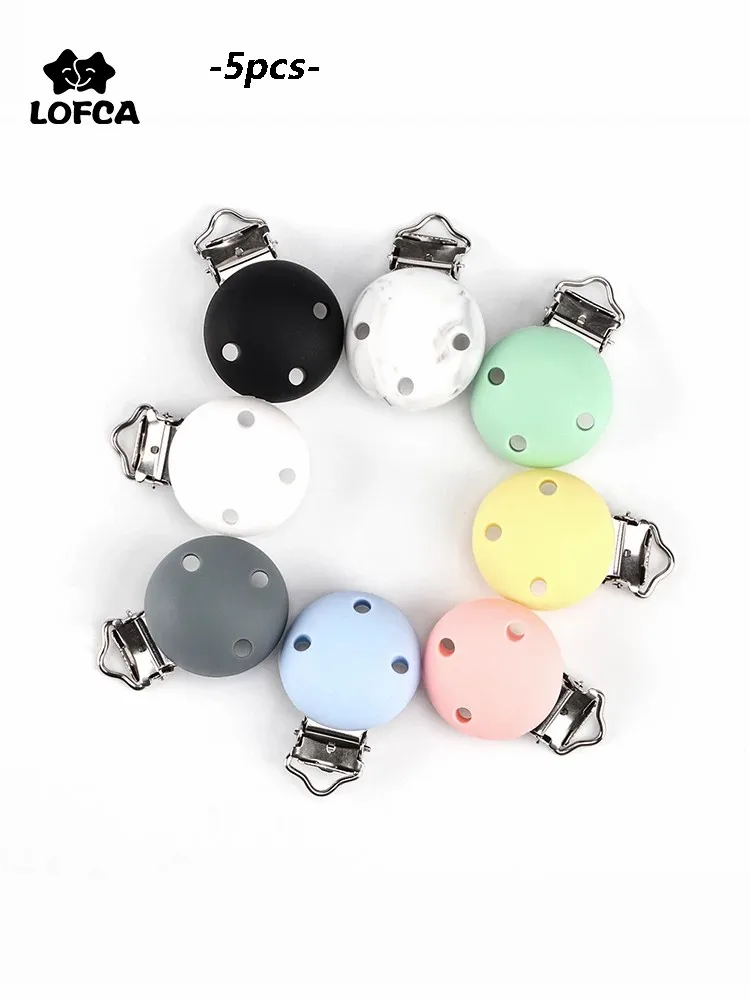 Teething Toys Lofca Silicone Clip 5 PCS Baby Pacifiers for DIY Pacifier Chain Nursing