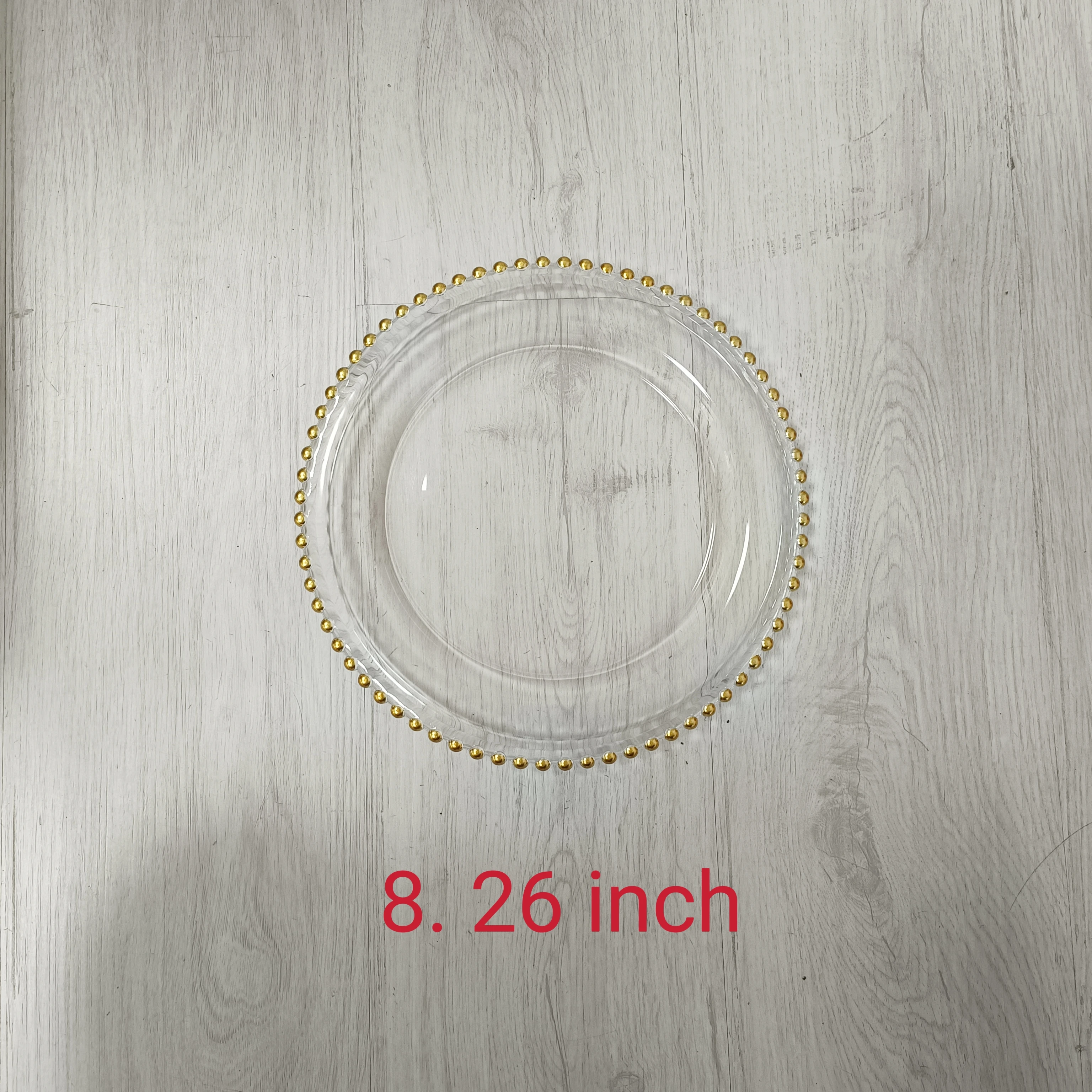 Clear Glass Plates with Gold Beads Acrylic Wedding Party Decor Christmas Service Plate