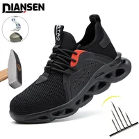 48 Size Unisex Work Safety Shoes Steel Toe Cap Light Breathable Sneaker For Men Anti-smash And Anti-puncture Safety Sneakers