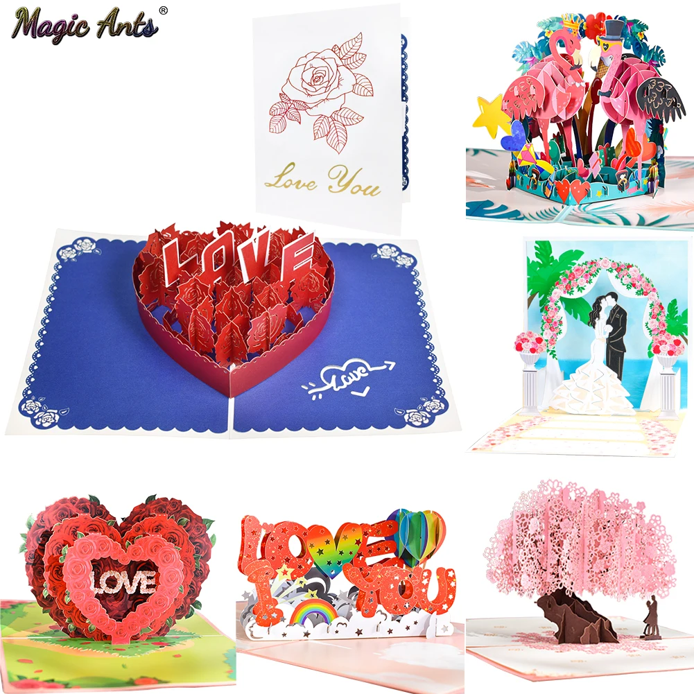 Greeting Cards Pop Up Anniversary Card 3D Handmade Birthday Valentines Day for Couples Wife Women Husband greeting cards