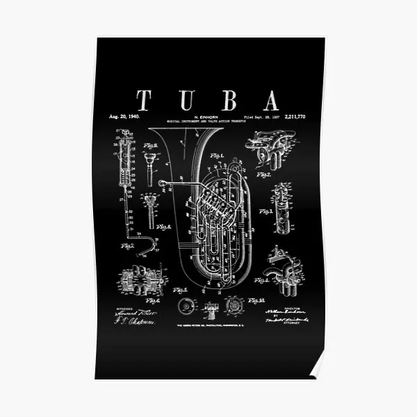 

Tuba Vintage Patent Tubaist Tubist Drawi Poster Funny Decor Vintage Decoration Print Picture Wall Room Art Mural Home No Frame