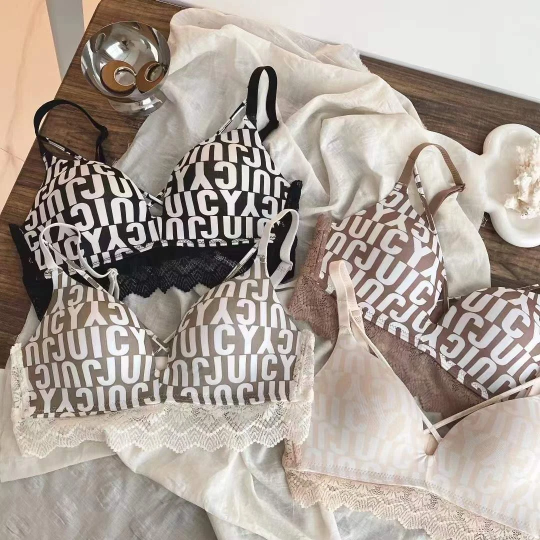 New Fashion Letters Push Up Bra Set Underwear Breathable Comfortable Wireless Women Bra Brief Sets bra and panty sets