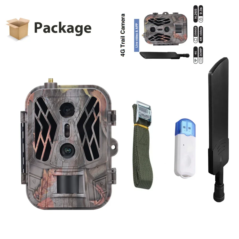4G HD Live Show Night Vision Trap Game Camera Cellulare Dual Lens Wildlife Hunting Trail Camera with TF Card 36MP 4K Video