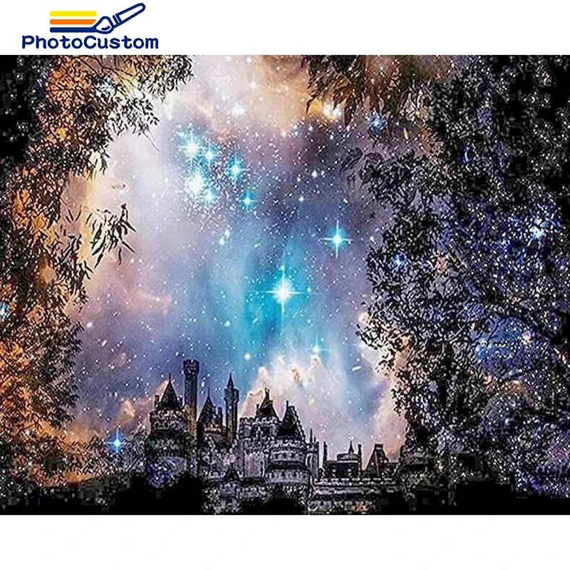 

PhotoCustom Diy Бриллиантовая мозаика пейзаж 5D Набор для алмазной живописи, полная квадратная Алмазная вышивка, фотографии, домашний декор