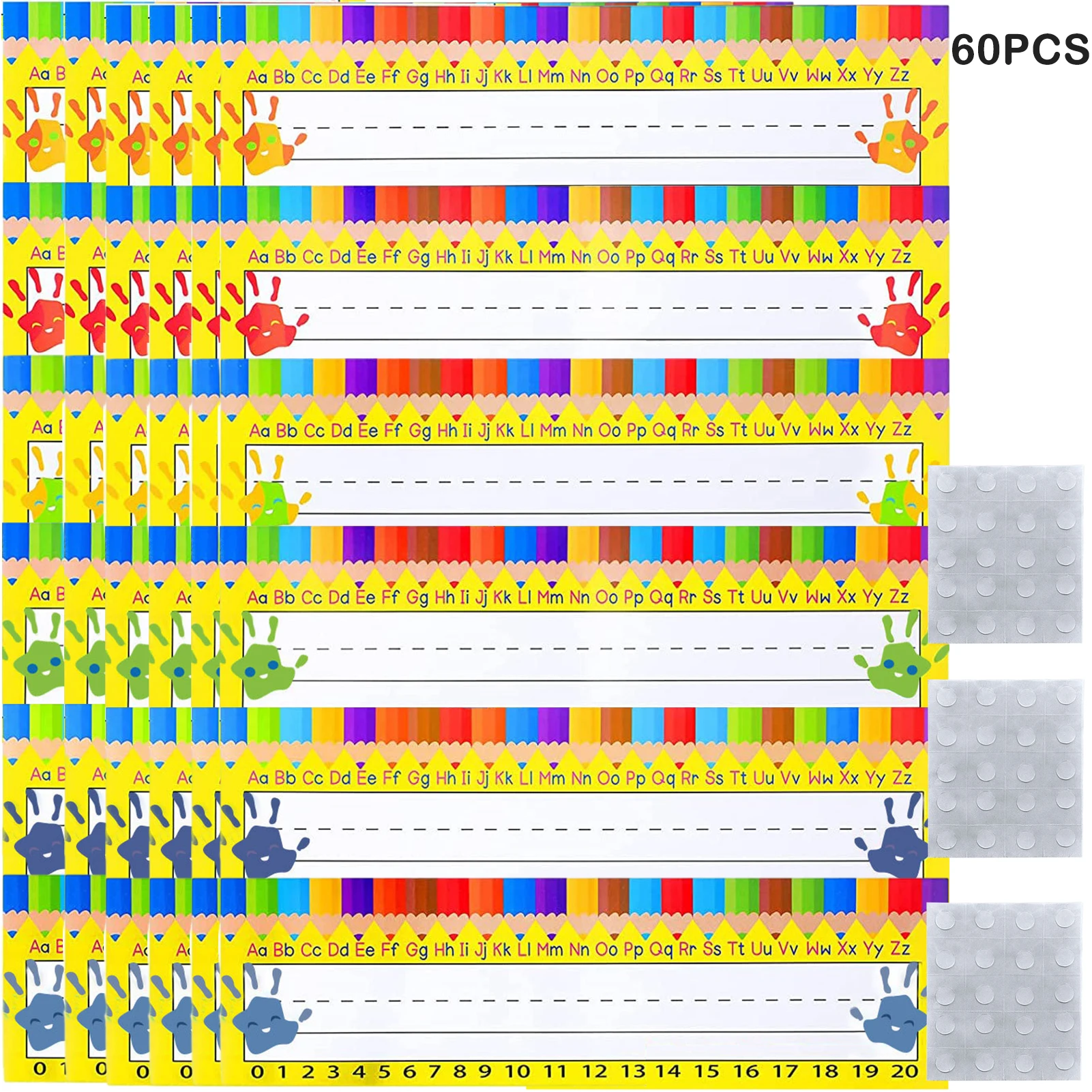 

60 шт. клеевые точки для детского сада многофункциональные учебные этикетки для учеников школьные этикетки для стола Алфавит детская бумажная табличка с именем