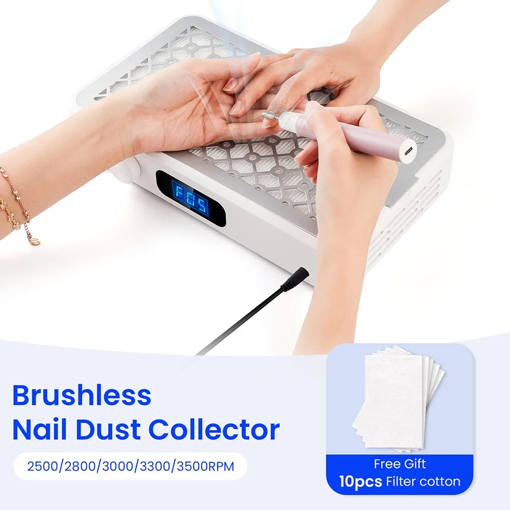 Professional Turbo Vacuum Cleaner Brushless Nail Dust Collector Two Hands thumbnail 10