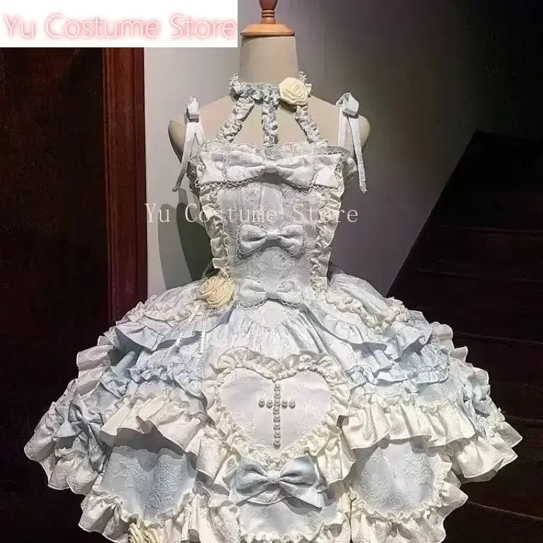 Yu Japanese Sweet Lolita Jsk Dress Women Kawaii Vintage Elegant Bow Ruched Princess Strap Dress Harajuku European Clothing - Image 5