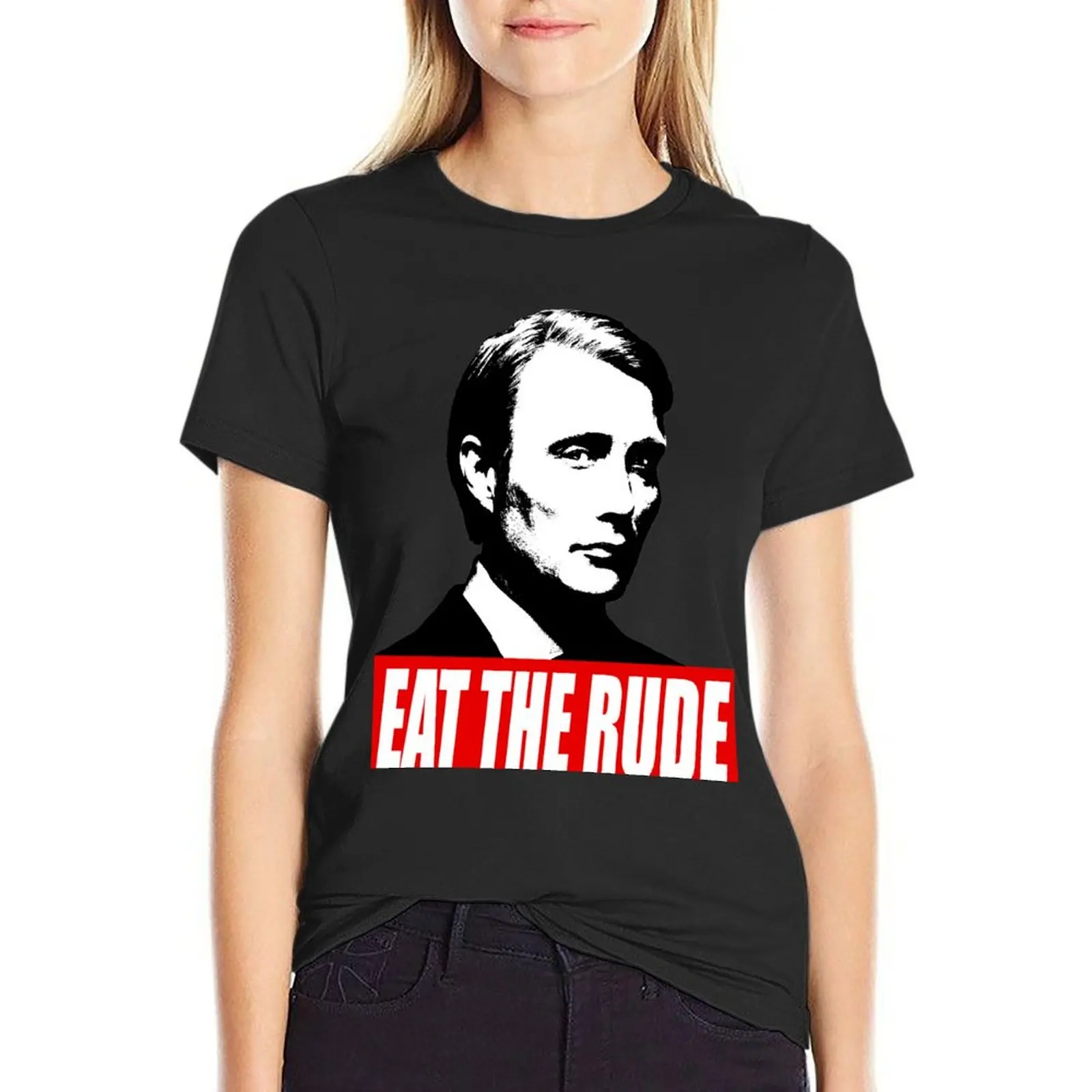 

Футболка EAT THE груб-Ганнибал [темный фон] простые футболки для женщин топ женские футболки оверсайз для женщин
