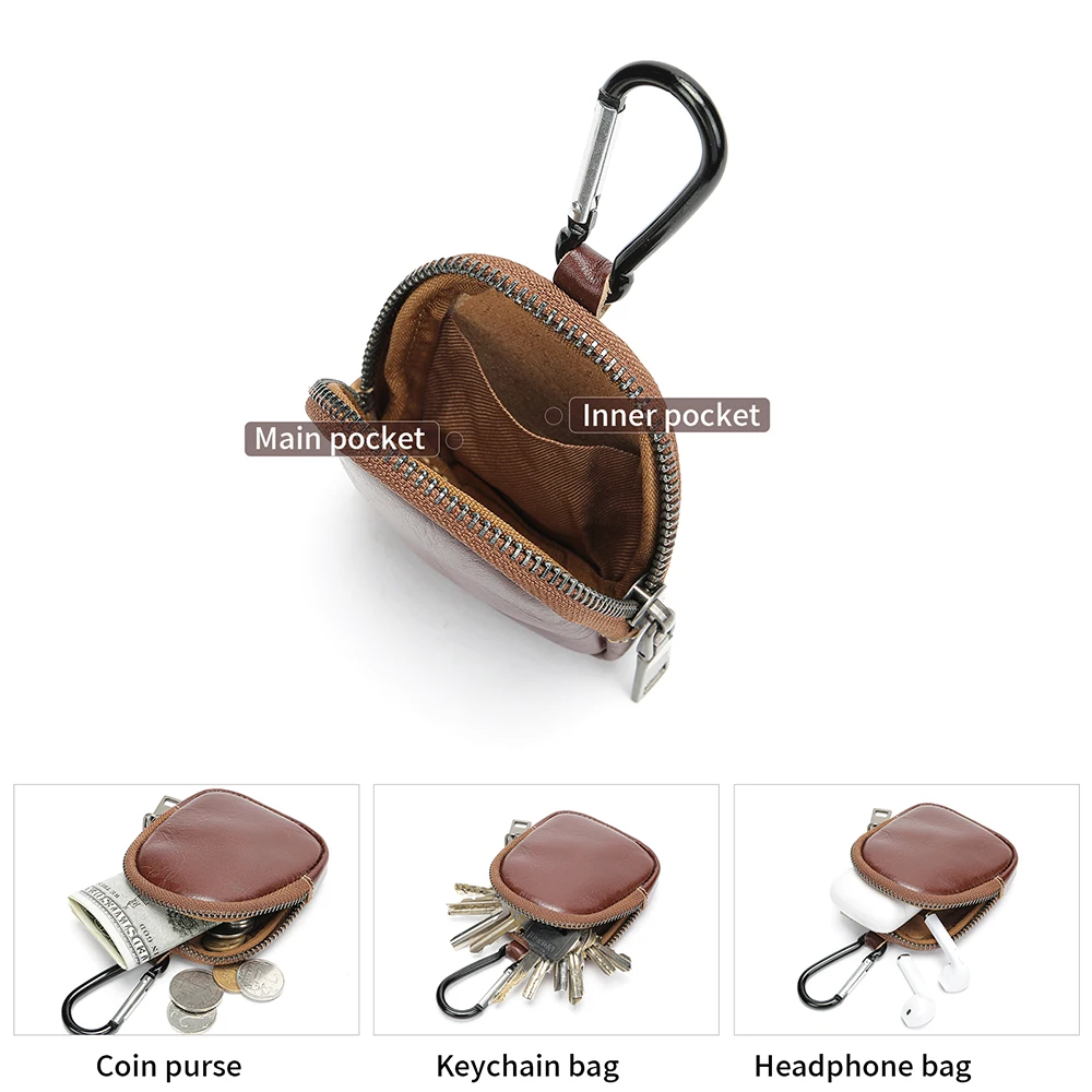 Genuine Leather Coin Purse Vintage Zipper Key Wallet Coin Storage Bag coin purse coin wallet change bag