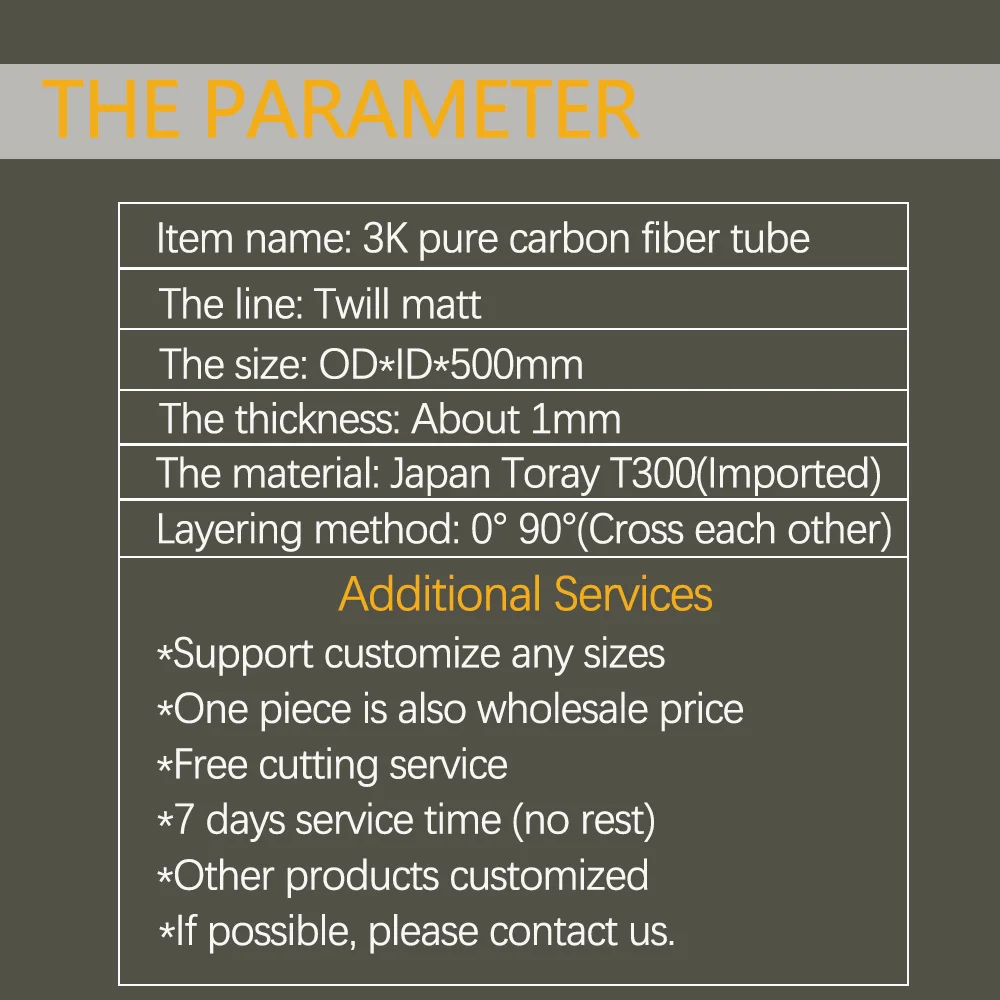 S6f4d64e3c9cf408983899cb9ec72af54O 1/ 2Pcs 3K Pure Carbon Fiber Tube Length 0.5M Twill Matte Composite Hardness DIY Japan Material Pipe for RC Airplane Drone Parts