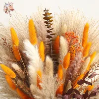Natural Fluffy Pampas Grass Dried Flowers Bouquet Orange Boho