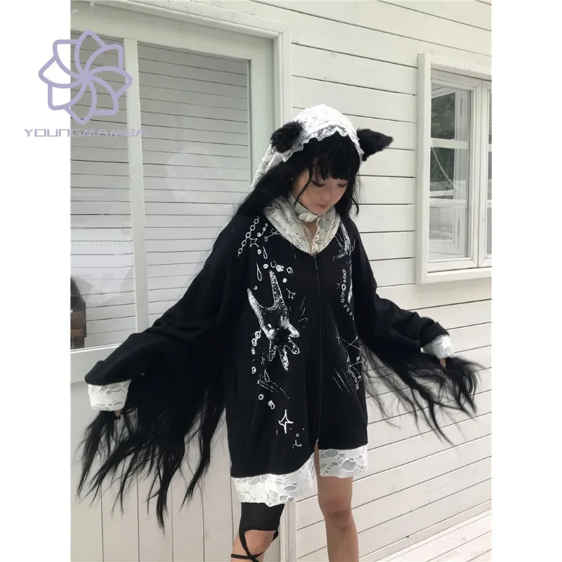 

Hooded Sweatshirts for Women 2023 Autumn Winter Women's Coat Loose Long Sleeve Korean Fashion Zipper Design Hoodies