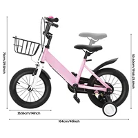 Vélo pour enfants rouge/rose pour 3 à 5 ans |   Vélo d'entraînement réglable pour enfants, siège de 14 pouces |   Acier à haute teneur en carbone 4