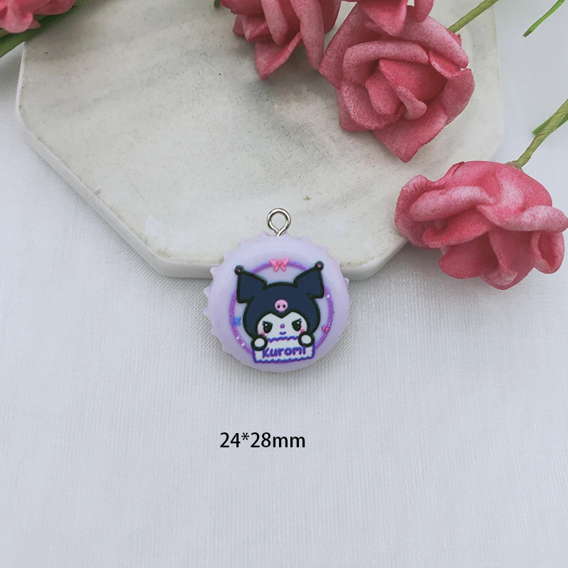 10PCS Cartoon Resin Animal Pendant Cute Bottle Cap Pendant DIY Make Keychain Earrings Necklace Jewelry Charm Accessories